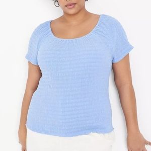 NWT Lane Bryant Fitted Cap Sleeve Wide Scoop Neck Blouse